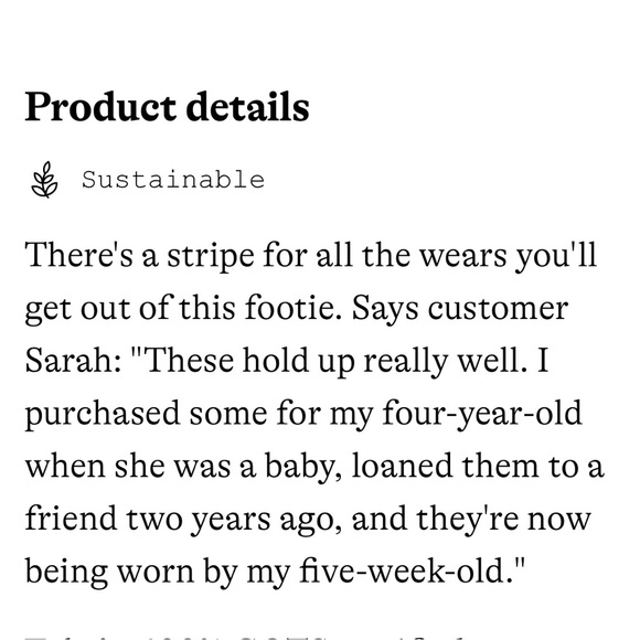 Baby organic zip footie in mini stripe- Blossom/ivory mini stripe, 0-3 months - Picture 7 of 8